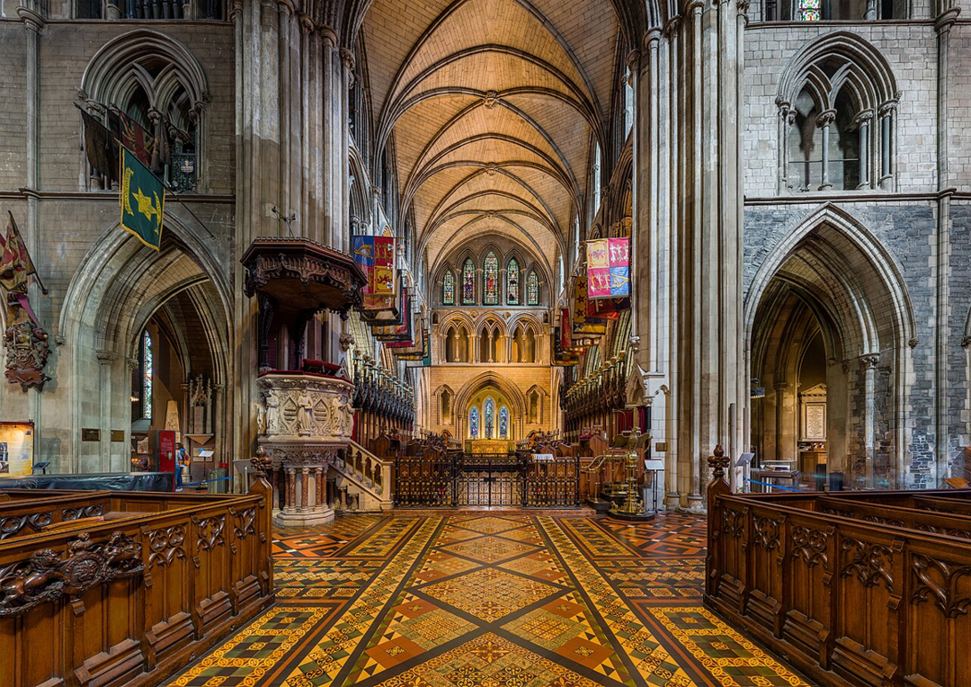 The vaulted nave of St Patrick’s Cathedral in Dublin