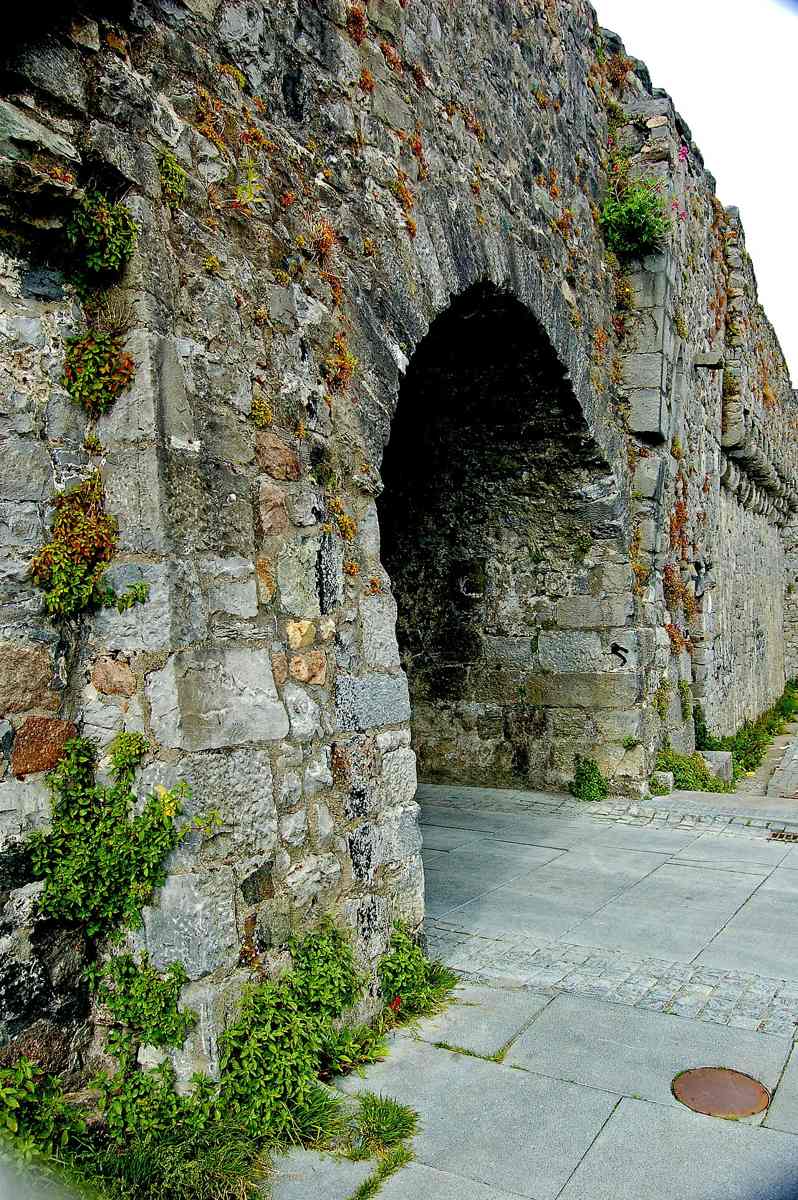 Stonework and the side of the Spanish Arch in 2012