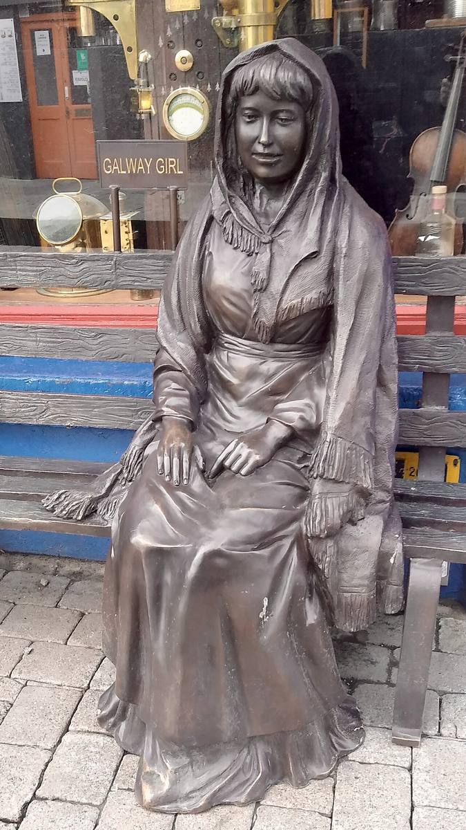 The Galway Girl sculpture outside The Quays Bar in June 2022