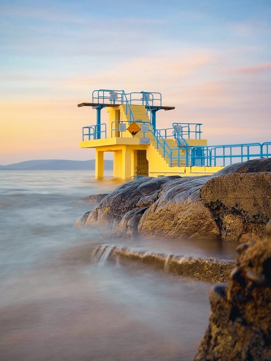 A dawn view towards Blackrock at the western end of Salthill Promenade in April 2026