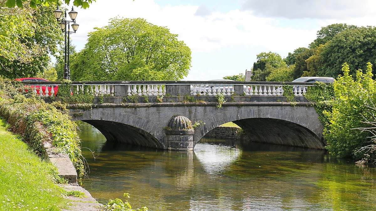 River Corrib and the stone Salmon Weir Bridge in June 2015