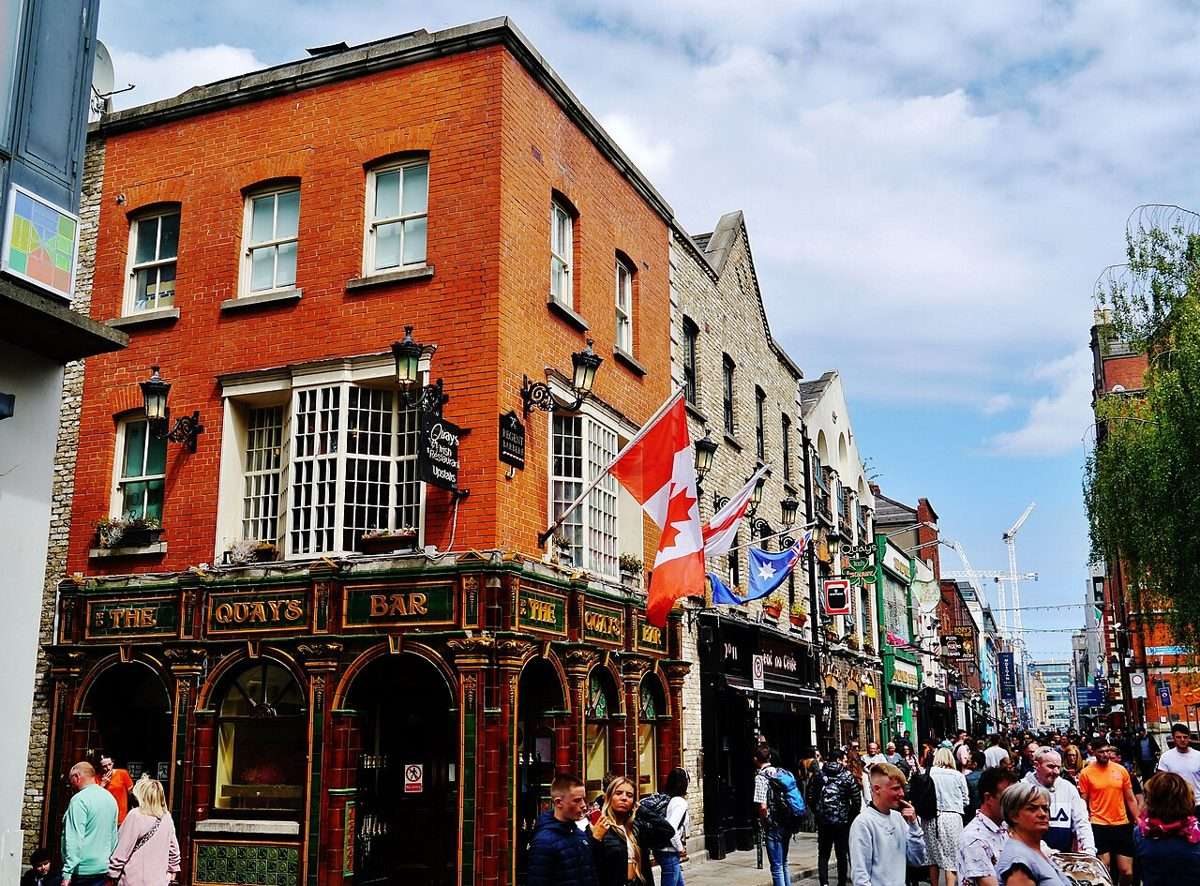 The Oliver St John Gogarty pub and adjoining street in Temple Bar in 2022