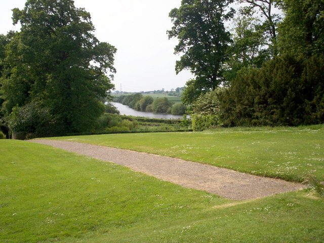 The front lawn at The Argory with the River Blackwater beyond, photographed in 2008