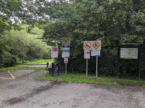 The signed Blessington Greenway entrance at Russellstown Bay