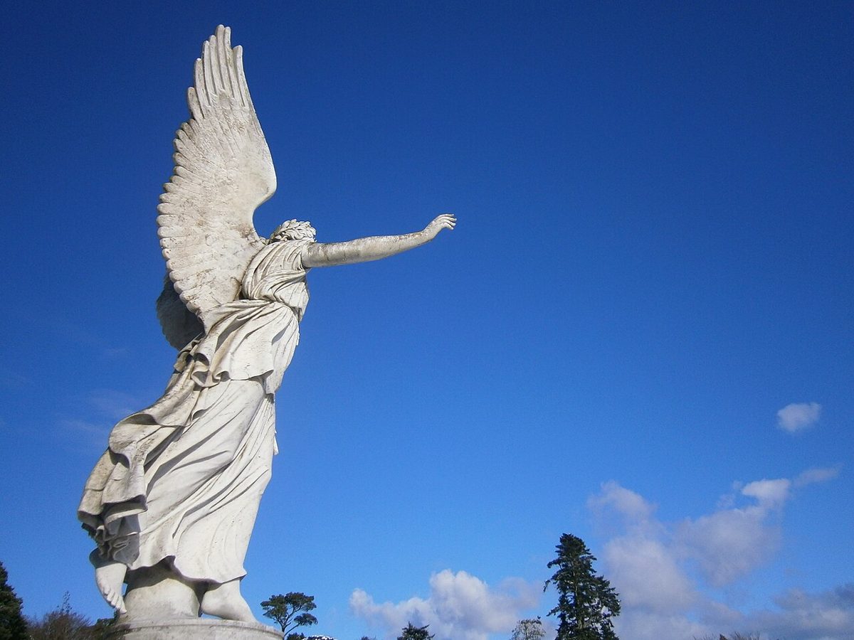 A winged statue at Powerscourt Gardens