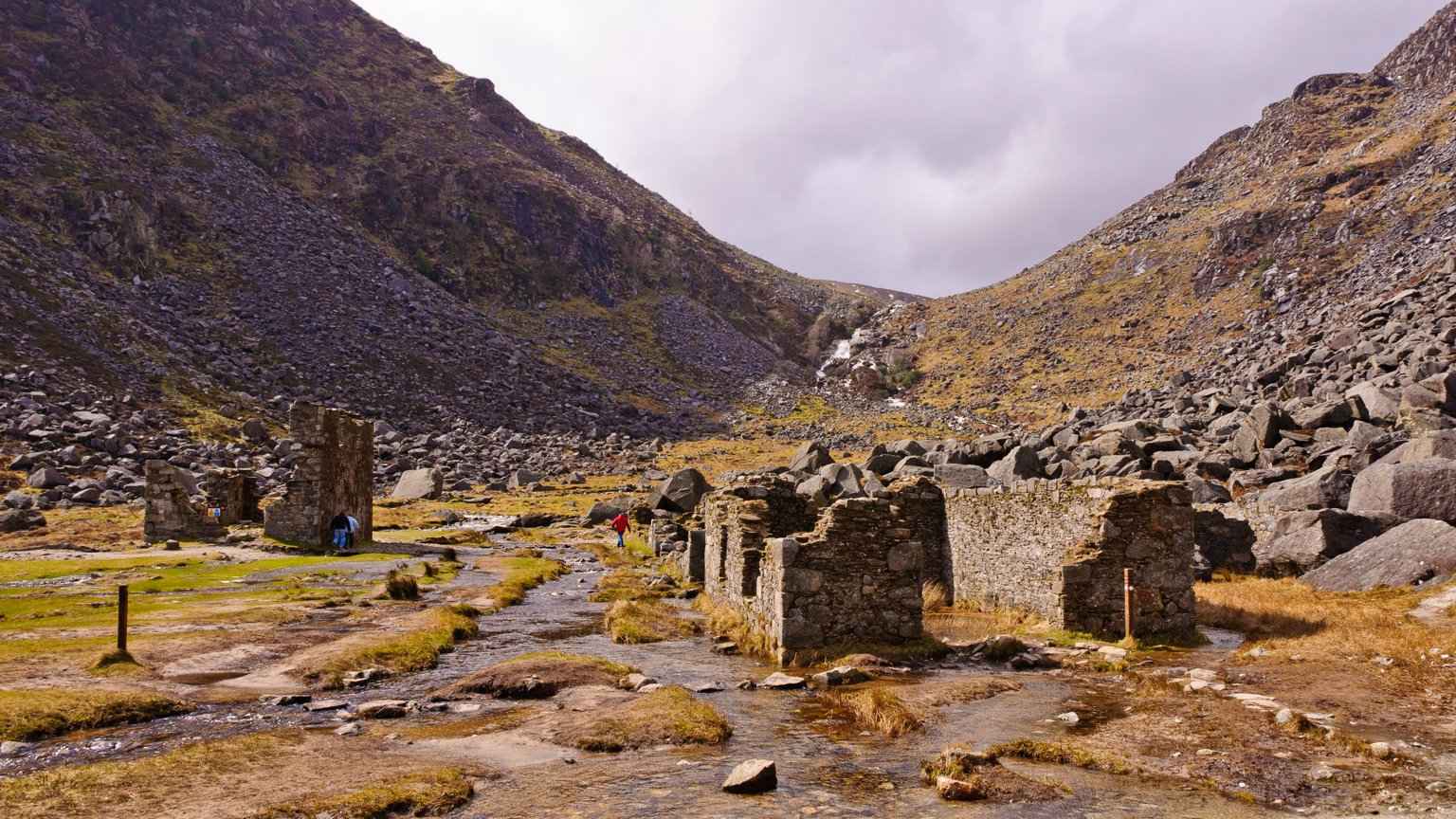 Ruined buildings at Glendalough’s Miners’ Village