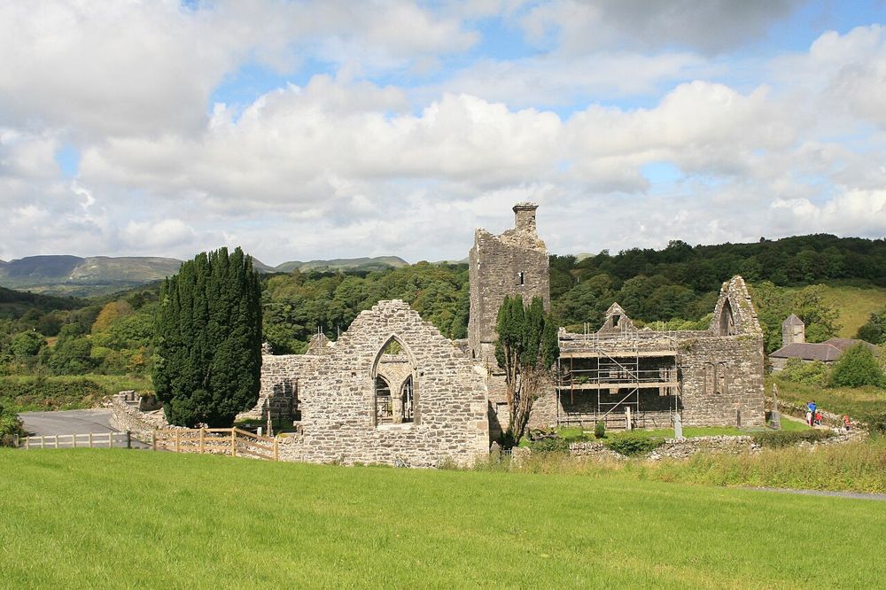 The roofless church walls and tower at Creevelea Abbey
