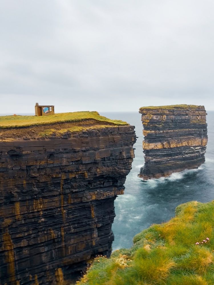 Layered cliffs and sea at Downpatrick Head
