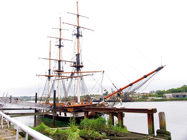 The replica Dunbrody famine ship moored at New Ross