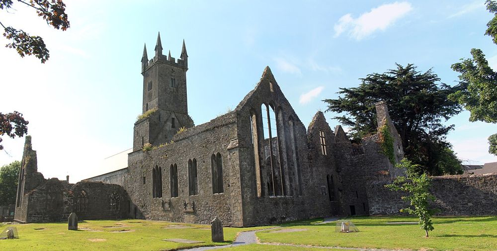 Stone walls and church windows at Ennis Friary