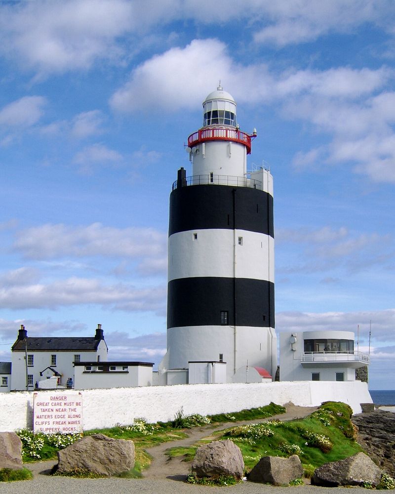 Hook Lighthouse on the rocky Hook Head coastline