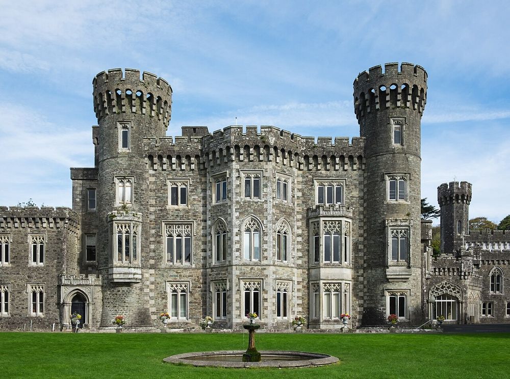 Johnstown Castle with its Gothic towers and surrounding grounds