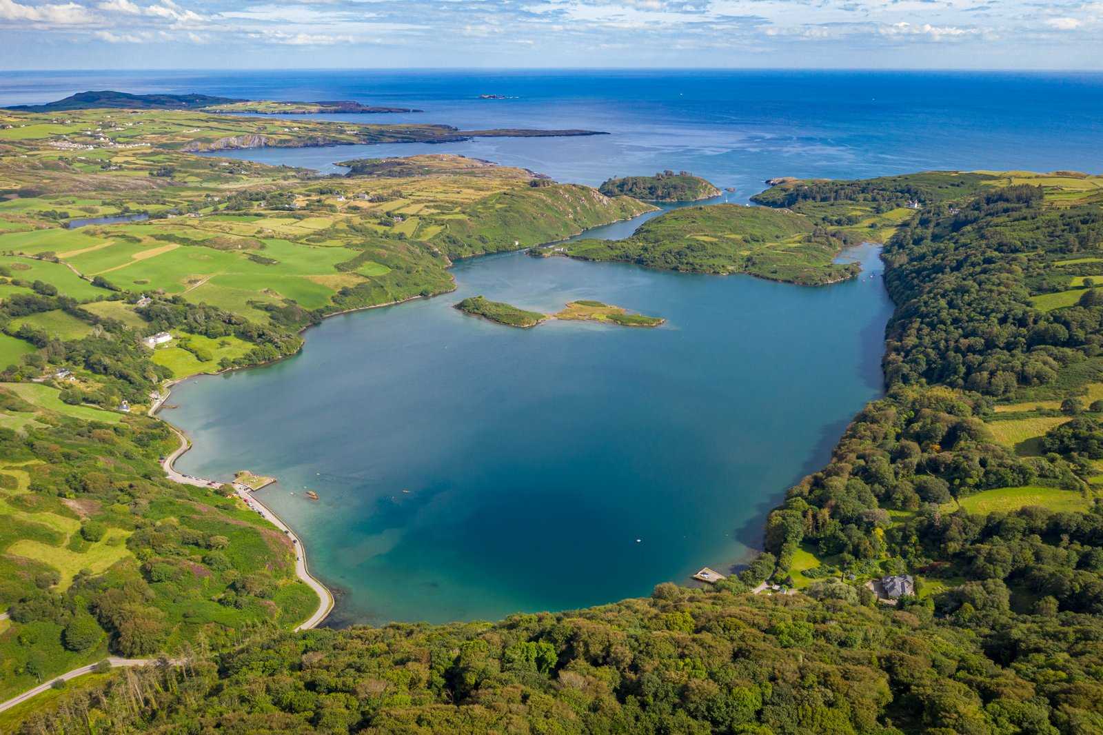 Lough Hyne photographed by drone above Knockomagh in July 2019