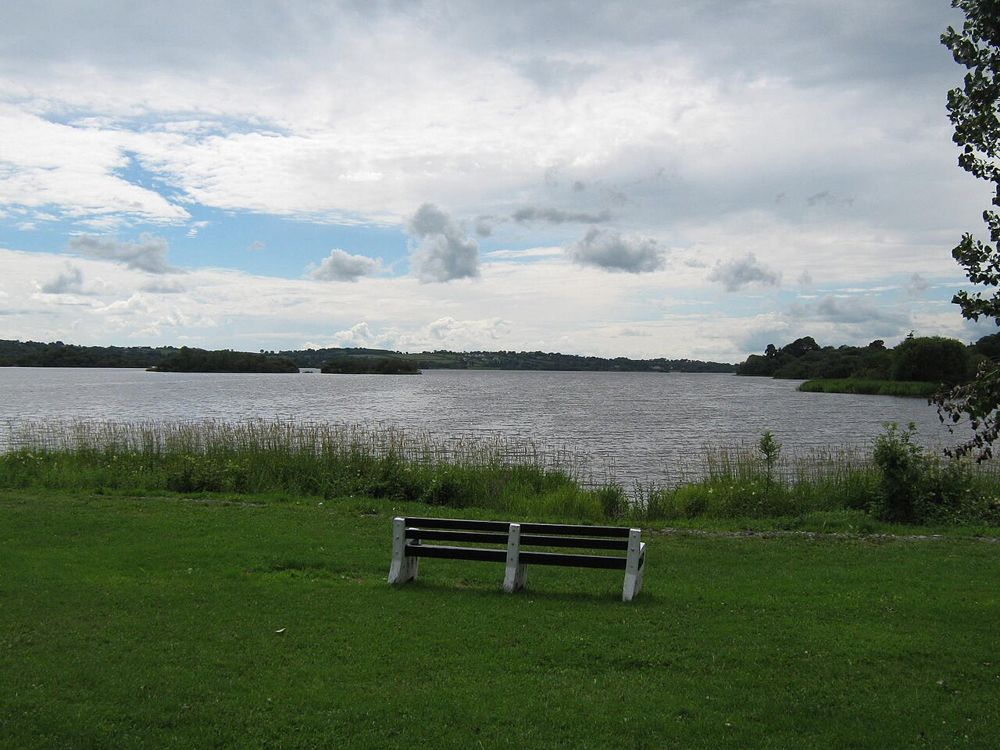 A bench beside the open water of Lough Ramor