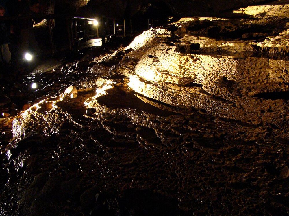Gour pools and flowstone inside Marble Arch Caves