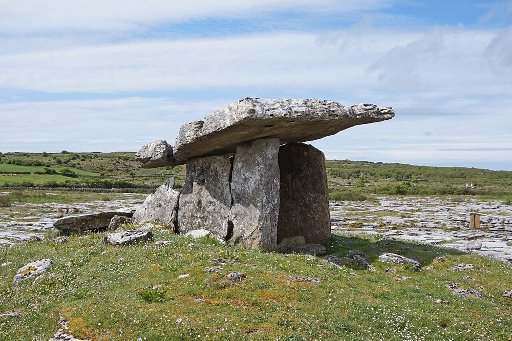 Poulnabrone portal tomb on the Burren limestone plateau