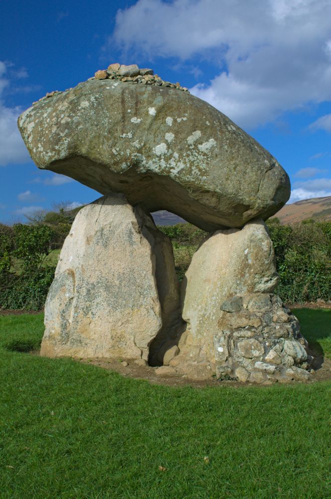 The capstone and upright stones of Proleek Dolmen