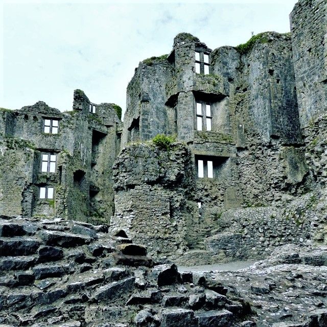 The ruined stone walls and entrance of Roscommon Castle