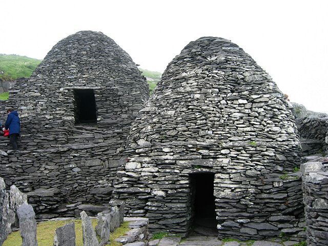 Stone monastic cells on Skellig Michael above the Atlantic