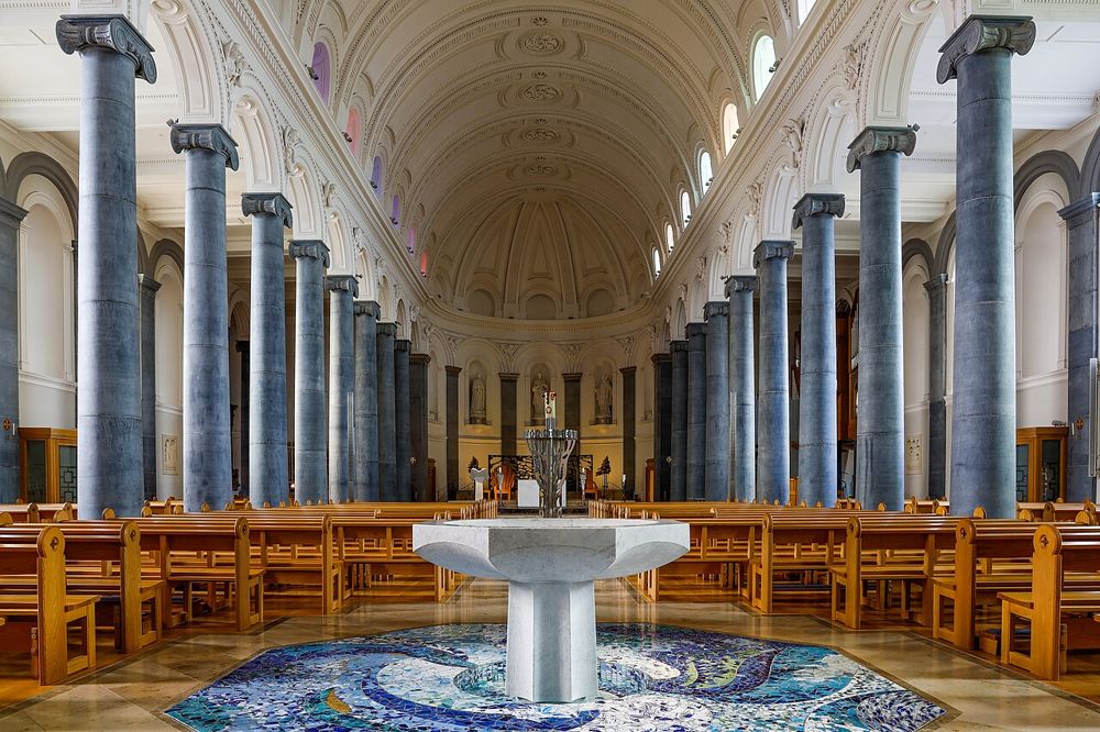 The restored nave and columns of St Mel’s Cathedral