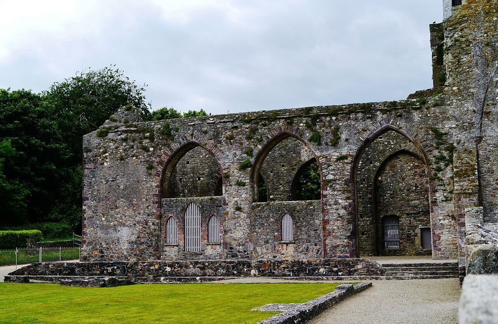 The surviving stone buildings of Tintern Abbey in County Wexford