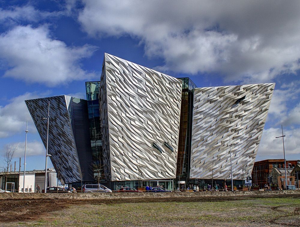 The angular Titanic Belfast building from the front