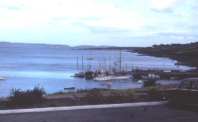 Schull Bay and quay with islands beyond