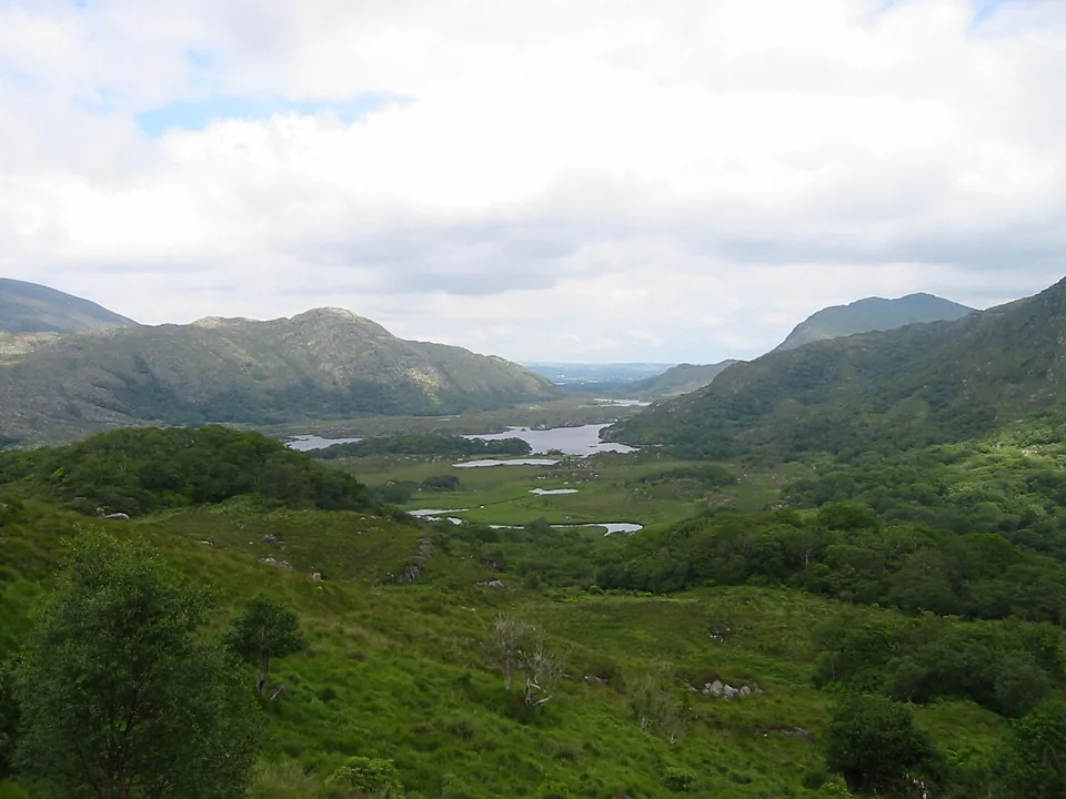 Lakes of Killarney between wooded hills