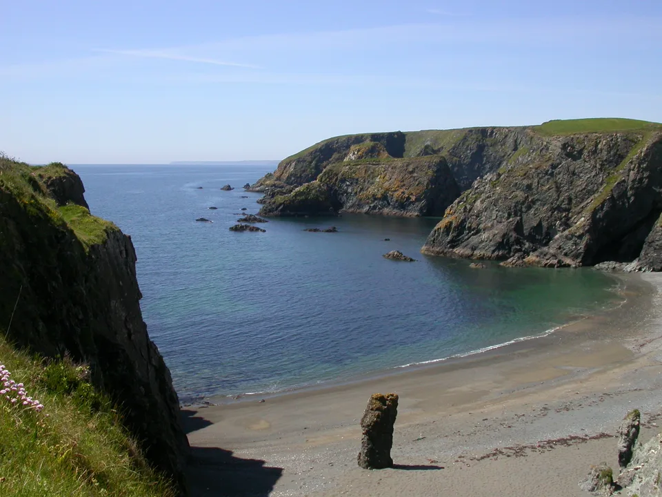 Rocky shoreline in the Copper Coast Geopark