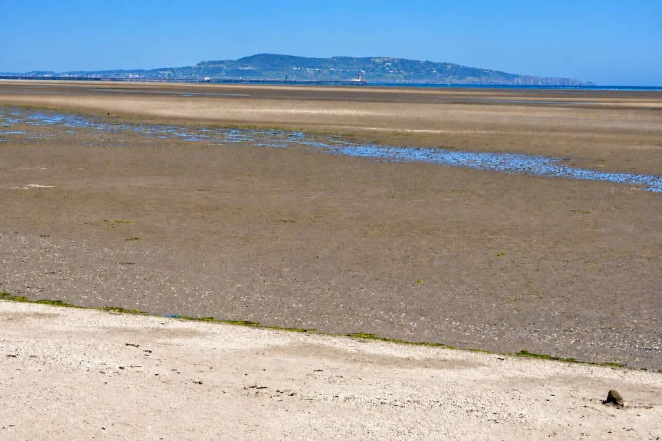 AI illustration of Sandymount Strand Walk based on a credited source photograph