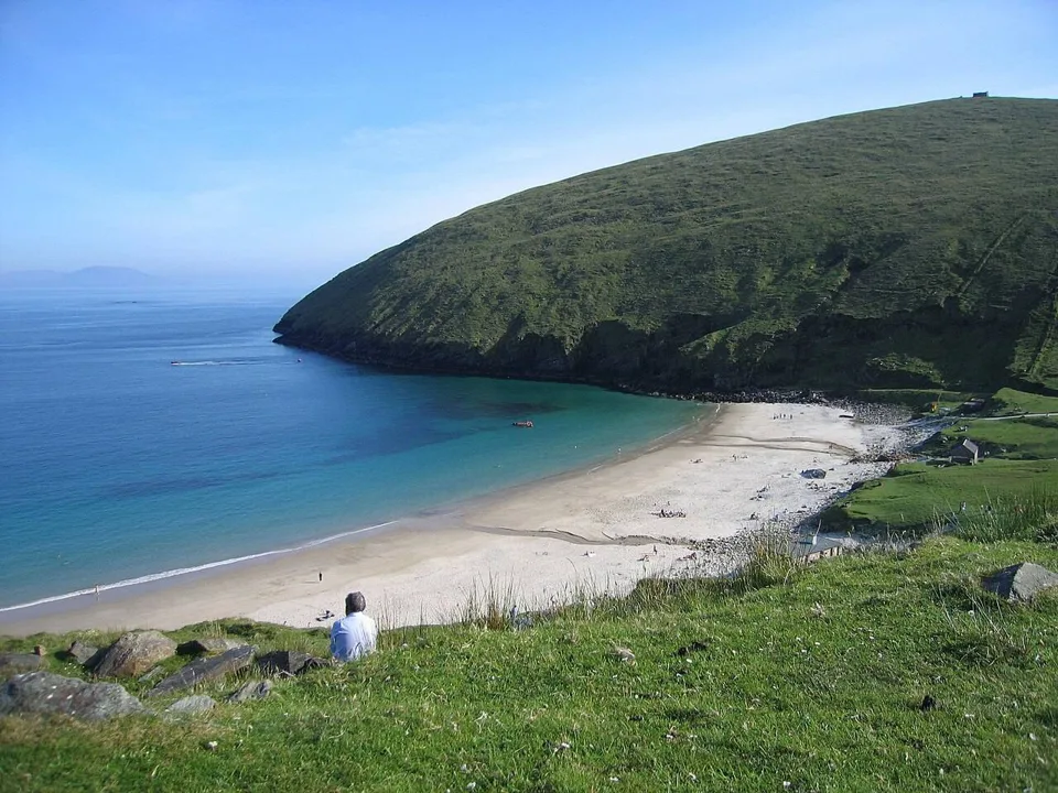 Keem Bay beach and headland on Achill Island