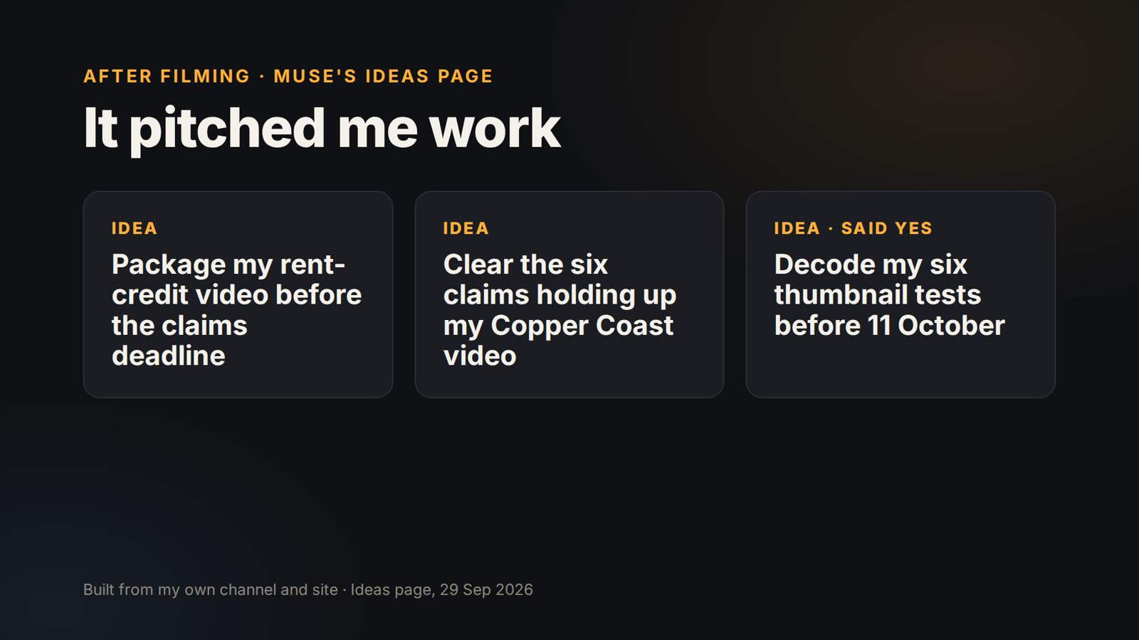 Muse's Ideas page suggestions